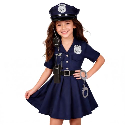 KIDIN Kids Police Officer Costume Girls Cop Outfit Policeman Uniform Dress
