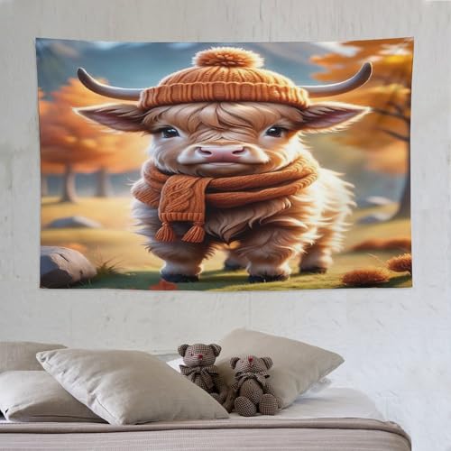 Tapisserie murale vache mignonne suspendue pour chambre coucher et déco salon