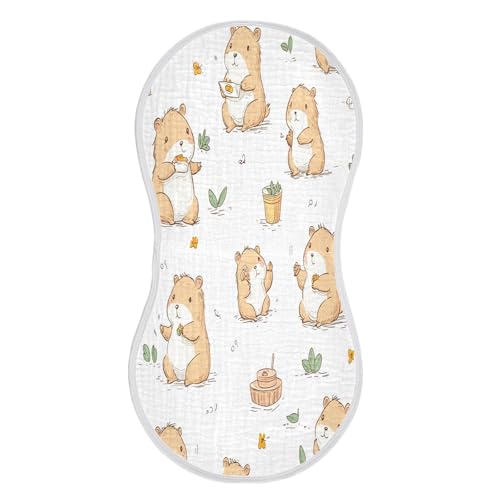 Cute Capybaras Burp Cloths Cotton Baby Washcloths,Large 22x11in Burping Cloth Absorbent and Soft for Newborn Baby Boys and Girls,2 Pack