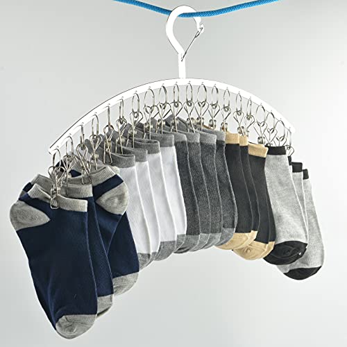 Jdgooma 2 Pack Stainless Steel Laundry Drying Rack Windproof Clothes Hangers With 20 Clips For Drying Socks,Towels,Diapers,Bras,Baby Clothes,Underwear,Scarfs,Hats,Gloves - Upgraded Type #TOP4