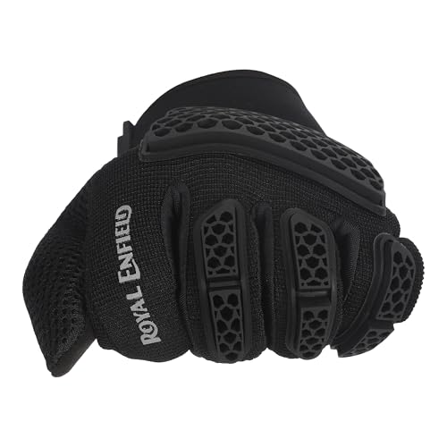 Image of Royal Enfield Street Ace Riding Gloves | Air Mesh- Optimum Ventilation | Microsuede Patch for Grip | Poly Stretch Fabric | Protection- TPR Knuckle Protectors | Black M