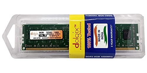 Image of Dolgix 8GB DDR3 |1600MHz RAM | Desktop RAM | Desktop Memory CL-11 U-DIMM | Long-DIMM | PC3-12800 | 2Rx8 Dual Rank | 3-Year Warranty- (Made in India).