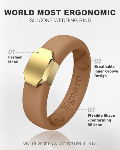 Image of Egnaro Silicone Wedding Bands Women, Inner Arc Ergonomic Breathable Design