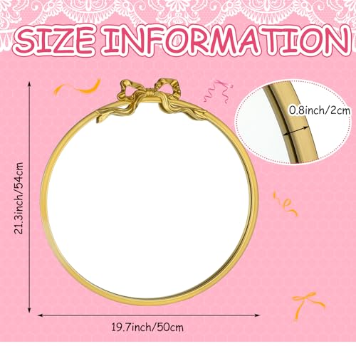 Image of Vercraft 21 inchx 20 inch Gold Bow Mirror Vintage Round Bathroom Vanity Mirrors