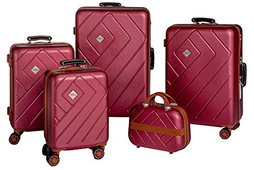 Enrico Coveri Moving Set Quattro Trolley + Beauty Case da Viaggio, Valigie Rigide ABS Viola e Marrone in Quattro Dimensioni