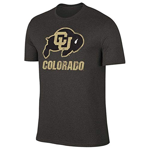 Campus Colors Adult MVP Heathered Cotton Blend T-Shirt - Logo Tshirt - Made from Ringspun - Comfort and Versatility (Colorado Buffaloes - Black, Medium)