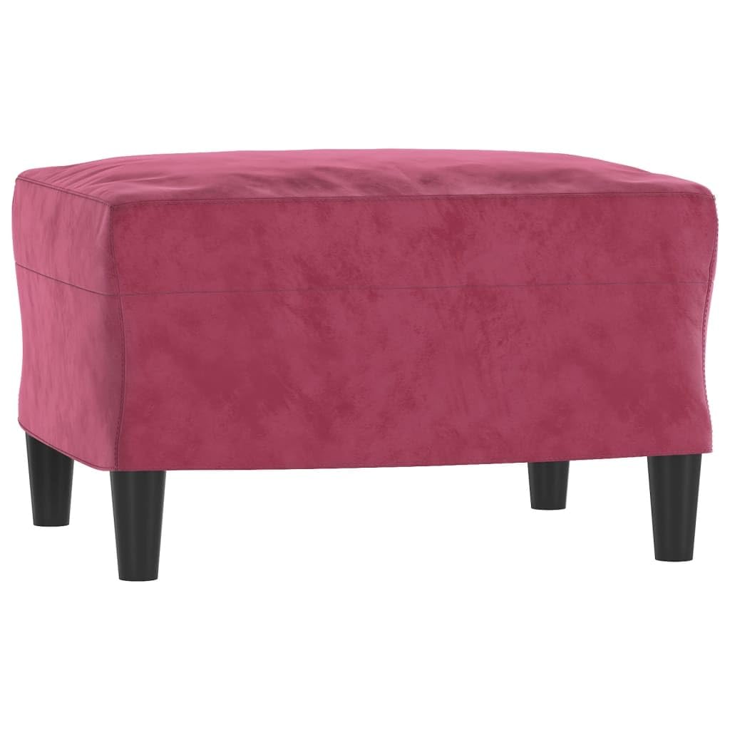 Générique Bordowa aksamitna sofa 3-osobowa 180 cm z podnóżkiem, struktura sklejki i metalu, wyściełane poduszki do wygodnego siedzenia, nowoczesny kompaktowy design