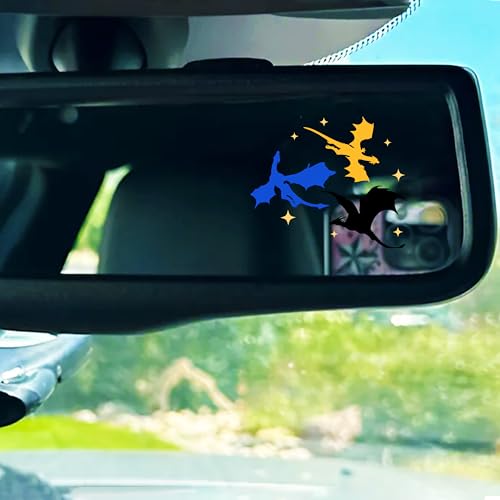 Image of Set 2Pcs Dragons Fly Rearview Mirror Decal Funny Fourth Wing Bookish Meme Car Decals Water Bottle Window Sticker Vinyl Waterproof 2,3x2 Inches Decal New Car Accessories Gift for Girl Mom Dad Friend