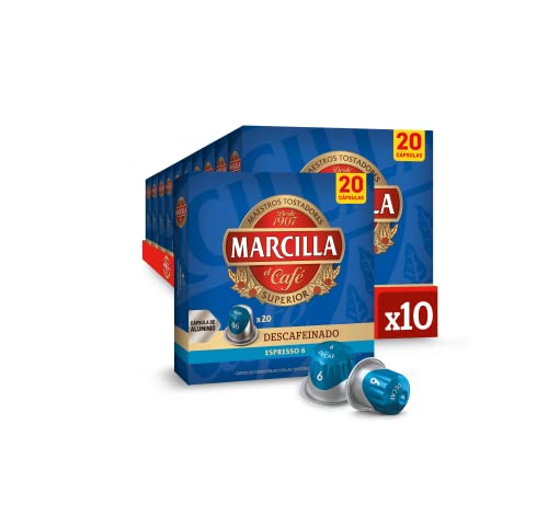 Marcilla Cápsulas de Café Descafeinado | Intensidad 6 | 200 Cápsulas Compatibles Nespresso (R)