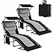 LIFERUN 200×66 cm Sonnenliege klappbar mit Dach 2er Set, gepolsterte Liegestuhl mit 5-Fach Verstellbarer Rückenlehne, extra Große Gartenliege bis 150 kg, faltbar für Balkon, Camping, Pool