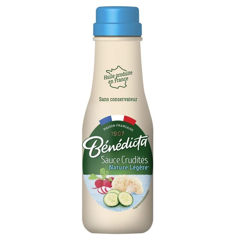 Sauce Crudités Légère BENEDICTA - Douceur Naturelle en Flacon Verre 295g | Idéale pour Salades | Vinaigrettes de Qualité - Le Lot De 4