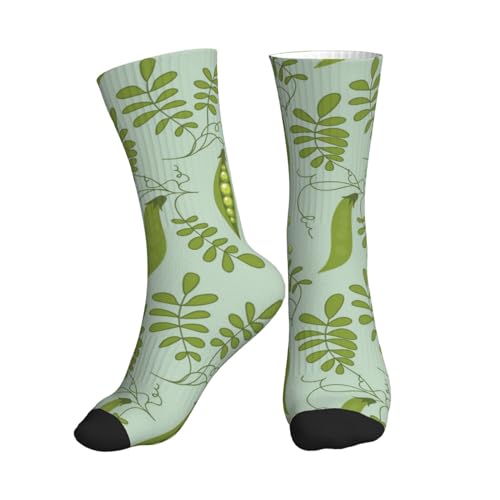DISNIMOO Calzini sportivi unisex per attività all'aria aperta, con piselli verdi, foglie, blu, Come nella foto, Taglia unica