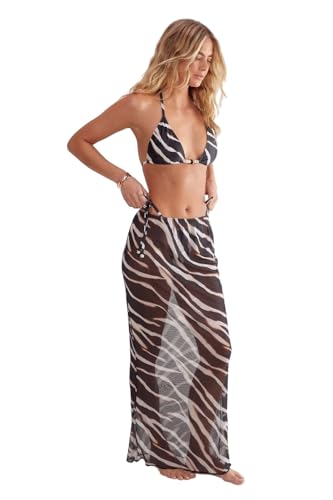Zebra Print Beaded Triangle 3pc Bikini Set