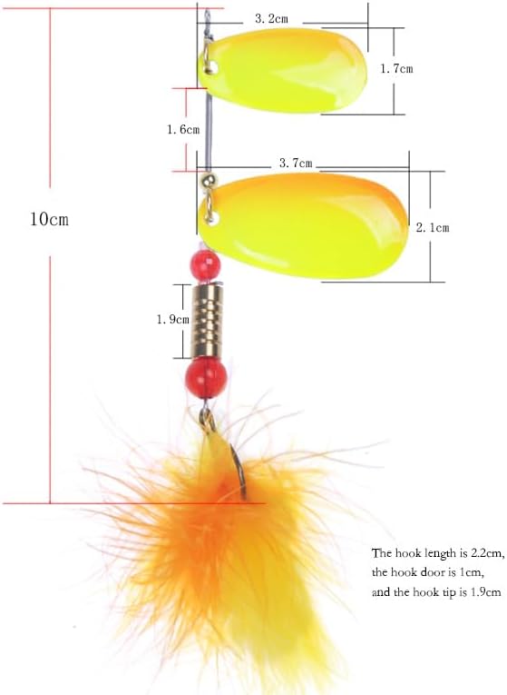 9pcs 17g Spinner Lure with Feathers Fishing Lures for Trout and Bass, Flashy Spinnerbait Kit with Sharp Hooks