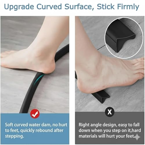 Image of Hukimoyo 3M Water Stopper for Kitchen Slab Bathroom with Glue Water Dam Barrier Strip Silicone Kitchen Sink Water Splash Guard Self-Adhesive Water Blocking Shower Bathroom Dry and Wet Area Separator