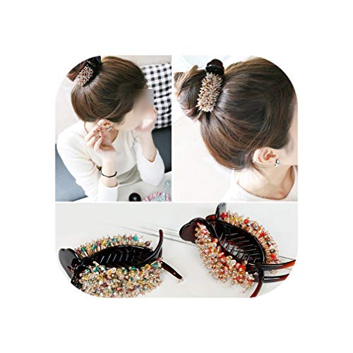 Hair accessories ball head jewelry crystal beaded large hairpin top clip hair grab grip ponytail clip,A