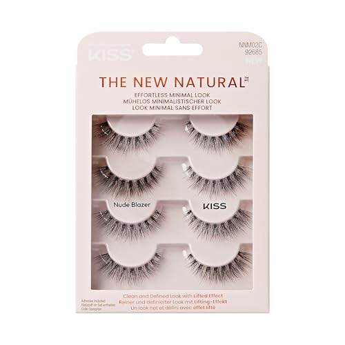 KISS The New Natural False Eyelashes Full Strip Lash Multipack 02, 4 works, Black, 4 Paar (1er Pack)