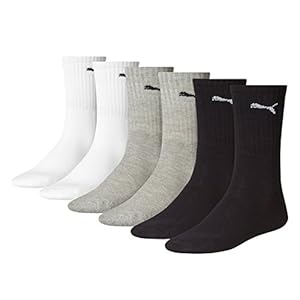 Puma Unisex Sportsocken Cush Crew 6er Pack, mehrfarbig (Grey/White/Black), Gr. 35-38