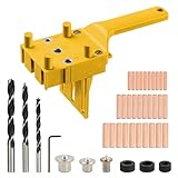 41 Stück Holzbearbeitung Dübelsatz, 6/8/10 mm Handheld-Holz-Bohrung, Bohrer-Führungs-Kit, Dübellochsäge-Werkzeuge, Tischlerei Dübelsäge-Werkzeuge (Gelb)