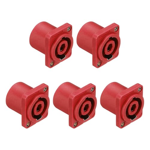 QUARKZMAN 5 Piezas Conector De Altavoz De 4 Polos Twist Lock NL4, Conector XLR De 1 Pulgada para Panel De Altavoz Femenino para La Serie NL4, Rojo