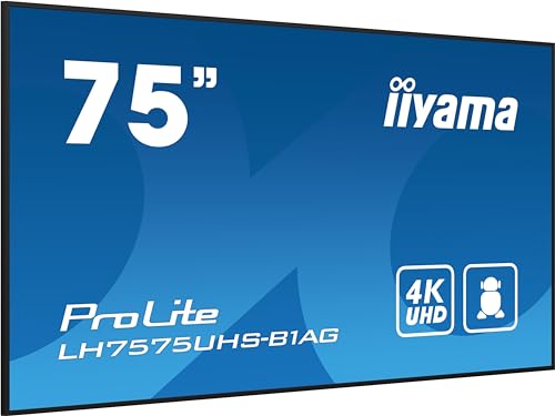 iiyama Prolite LH7575UHS-B1AG 189,3cm 75' Digital Signage Display IPS LED Panel 4K UHD HDMI DP in/Out USB2.0 RS-232c RJ45 Mediaplayer Android-OS WiFi SDM-L Micro-SD 24/7 schwarz
