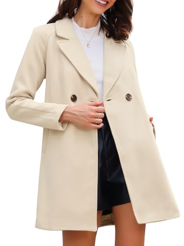 Allegra K Damen Langarm Umlegekragen Zweireiher Raglan Trenchcoat Mantel...