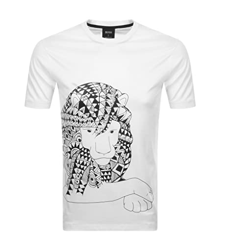 T-shirt lion blanc top Boss Meissen coton Tiburt 160 mode homme