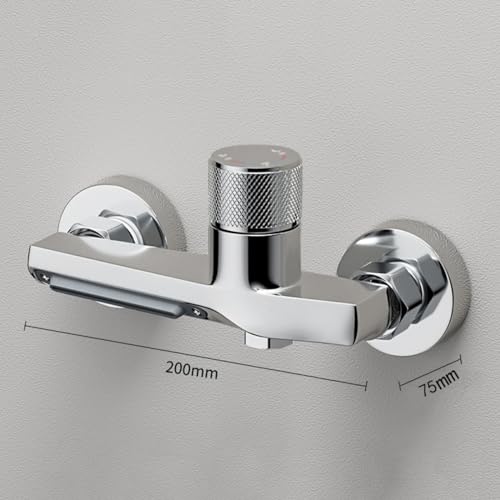 Mitigeur de baignoire avec ensemble de douche mural argenté et flexible 1,5m - 3