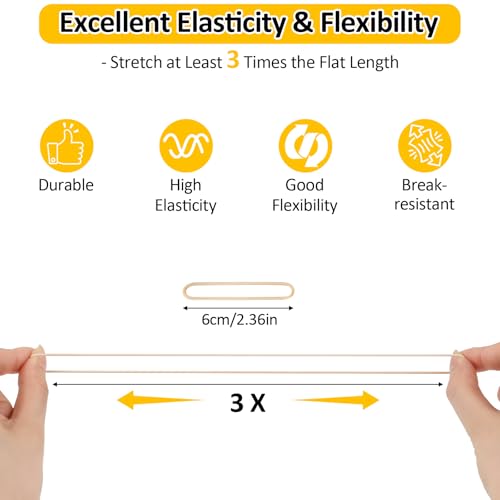 MOWPOG 700 Pcs Rubber Bands, Size #16 Rubberbands Reusable Elastic Rubber Band for Office Supplies File Folders, Home Packaging, Crafts DIY Bundling, Multipurpose (Beige) - Thumbnail 3