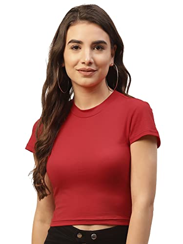 Image of FEMEA Women Solid Super Soft streachable Cotton Lycra Blended Crop Top