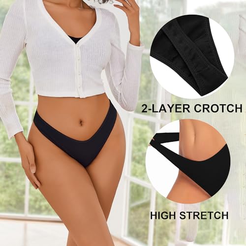 Ekouaer Womens Thongs Invisible Panties No Show Seamless Low Waist Breathable G-String Cotton Thongs 6 Pack4