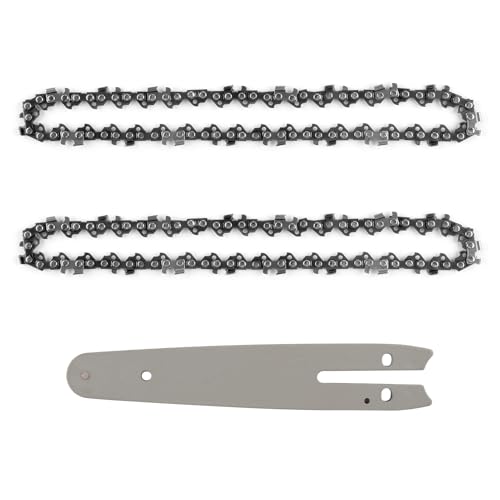 6 Inch Mini Chainsaw Chains Blade, Pack of 2 Steel Chainsaw Replacement Chain Chainsaw Repair Accessories with Matched 1 x Guide Plate for Cordless Handheld Chainsaws Wood Trimming and Tree Pruning