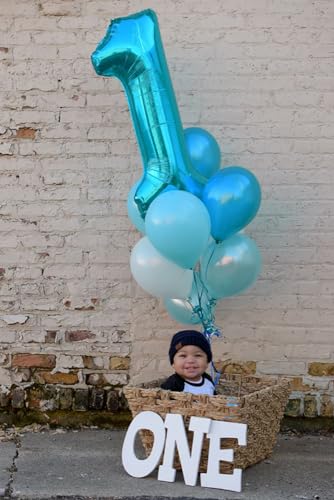 Image of 5 Balloon Numbers Birthday Decorations, 40In Pearl Blue Balloons for Party | Eye-catching Appearance, Perfect Decorative Centerpieces, Convenient Self-sealing Structure, Widely for Various Occasions