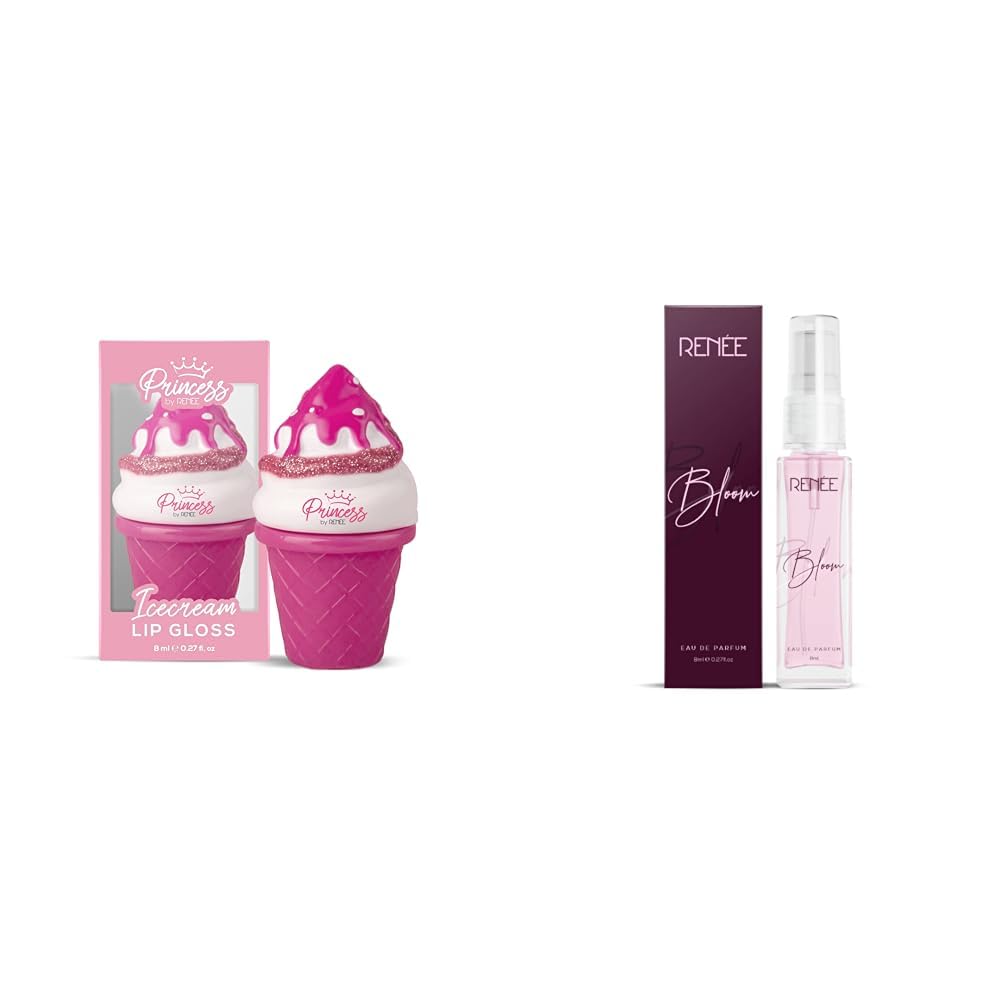 RENEE Princess Icecream Lip Glossy 7.5Ml & Eau De Parfum Bloom 8Ml