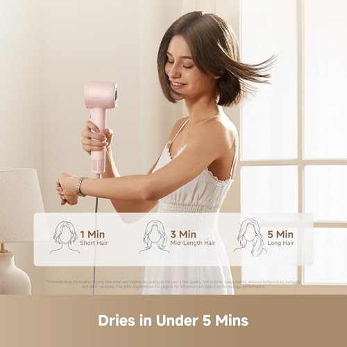 Image of Dreame Gleam Travel Hair Dryer for Women, 110,000RPM High Speed Hair Blower with Diffusers, Fast Drying, 200M Negative Ions for Frizz-Free, Smart Heat Control, Compact Hair Dryer