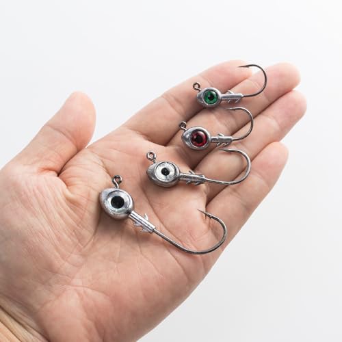 Dr.Fish DFJRT6W_Q10 10 Pack Fishing Eyes Jigs 3D Eyes Trout Heads Bass Hook Lure Live Bait Plastic Saltwater Jig Heads Freshwater 3/8Oz thumb #6