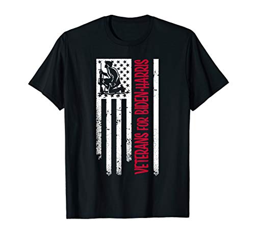 Army Veterans for Biden Harris - Grunge US Flag T-Shirt