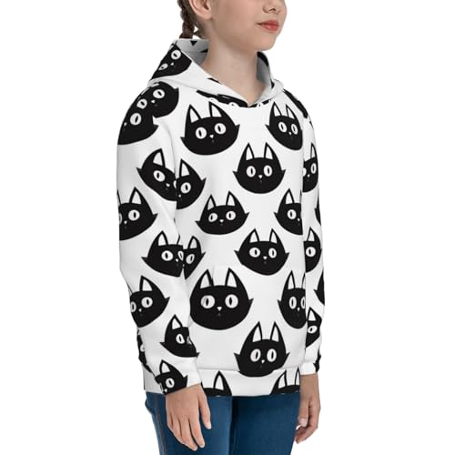 Black Cats Kids Pullover Hoodies Boys Sweatshirts Girls Athletic Clothes with Pocket3