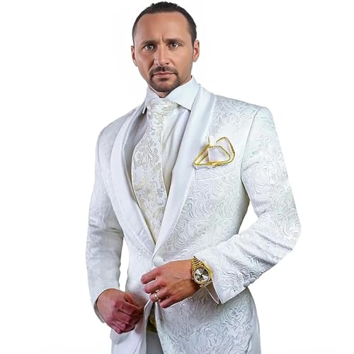 Men's Suit Wedding Tuxedo 2 Piece Floral Jacket Pants Formal Slim fit Outfit2