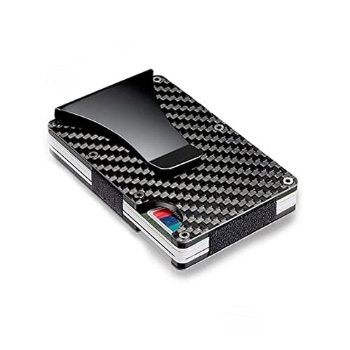RFID Blocking Carbon Fiber Wallet Slim Money Clip and Minimalist Wallet Aluminum Metal Wallet Front Packet and Business Card Holder Black blue3