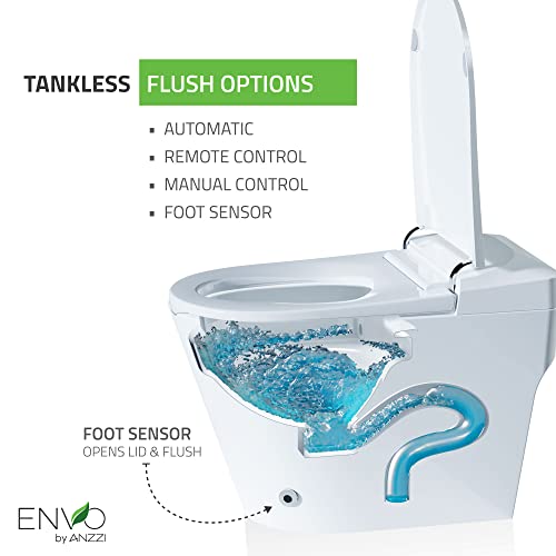 ANZZI One Piece Smart Toilet Bidet Elongated 1.28 Gpf White With Auto Open