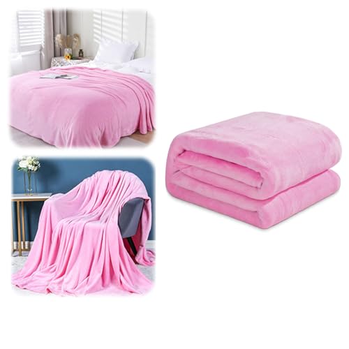 Coperta in pile Sherpa, morbida, leggera, soffice coperta in microfibra, calda e morbida, per letto, divano e viaggi (rosa, 70 x 100 cm)
