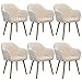 WOLTU 6Pz Sedie per Sala da Pranzo con Schienale Braccioli Poltroncina per Cucina Gambe in Legno Seduta in Tessuto Velluto Crema BH95cm-6
