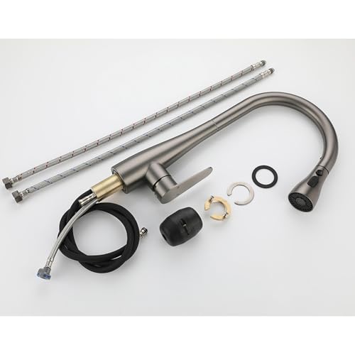 Robinet de cuisine avec douchette extractible mitigeur blanc