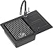 Produktbild QUADRON Granitspüle Spülbecken | Set: Spüle, Mischbatterie, Spender, Matte, Siphon | flexibler Auslauf | passend für Unterschrank ab 50 cm | sink | Farbe: schwarz