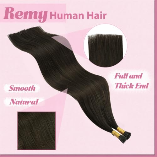 Image of YoungSee I Tip Extensions Ash Brown Itip Human Hair Extensions Dark Brown 14 Inch I Tips Hair Extension Real Human Hair Short Itip Hair Extension for Short Hair Tip Extension 70 Strands 50g