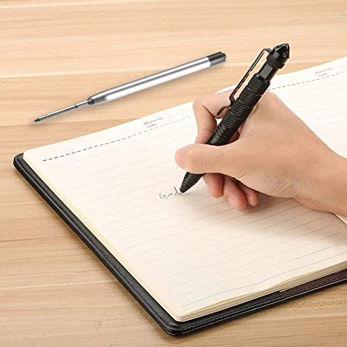 Image of Tactical Pen, Pack of 2 Tactical Ballpoint Pen, Multifunctional Aluminium with 5 Blue 5 Black Refills Glass Breaker Tool Business Pen for Tactical Defense