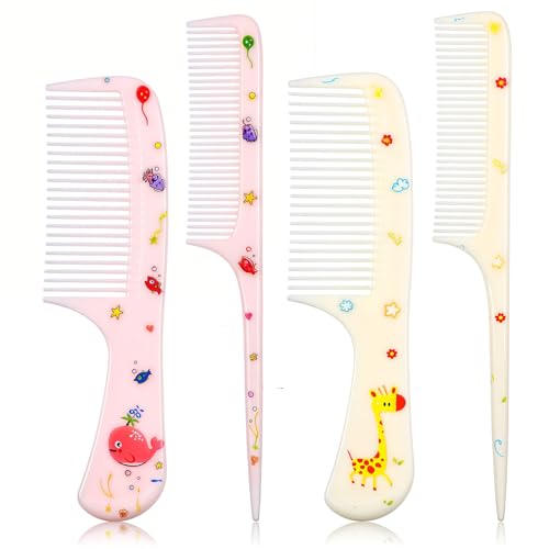 Giantree 4Pcs Baby Hair Comb Kids Hair Brush Set for Girls Boys Cute Hairs Comb Set Toddler Hairs Comb Mini Comb Rat Tail Hairs Styling for Toddler Childs Hair Travel Style A)