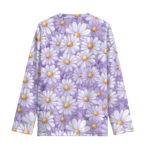 Image of Girls Cartoon Print Long Sleeve Graphic Tee Casual Crew Neck T-Shirts for 3-16 Years Little Girls