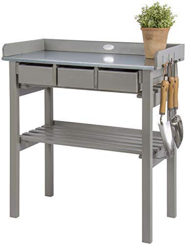 Esschert Design Pflanztisch, Gartentisch in grau, ca. 79 cm x 38 cm x 82 cm